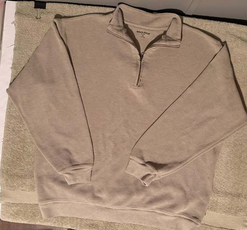 Woolrich 1/4 Zip Waffle Knit Pullover Size XL Tan